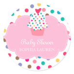Baby Shower Cupcake Stickers Polka Dot Pink