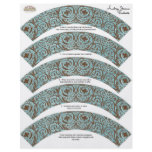 Baby Shower Cupcake Wrappers - Blue Brown Damask Full Color Flyer