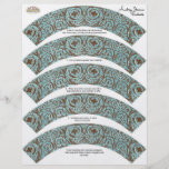 Baby Shower Cupcake Wrappers - Blue Brown Damask Full Color Flyer