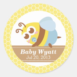 Baby Shower: Cute baby Bee with honeycomb pattern