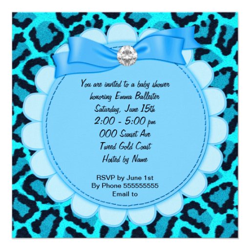 Baby Shower Cute Baby Boy Blue Leopard Pram Invitations