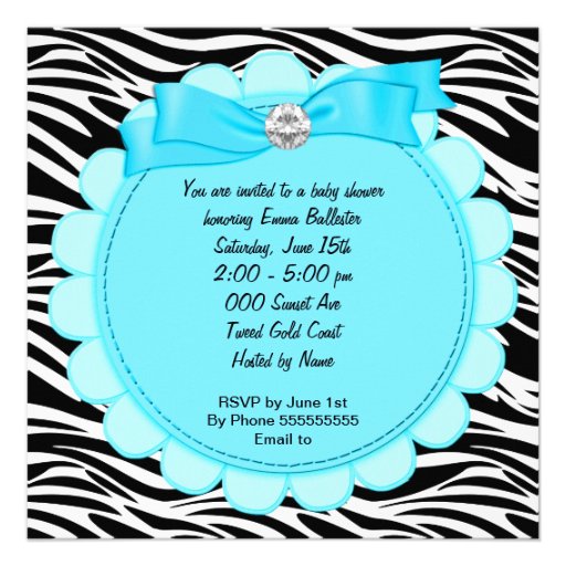 Baby Shower Cute Baby Boy Blue Zebra Pram Announcements