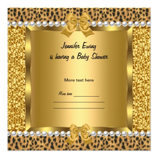 Baby Shower Cute Baby Girl Gold Leopard Custom Invite