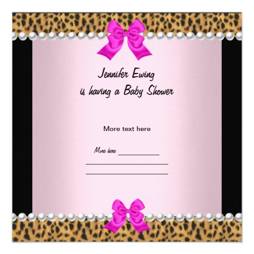 Baby Shower Cute Baby Girl Leopard Hot Pink Personalized Announcements