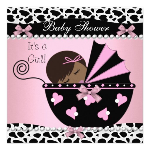 Baby Shower Cute Baby Girl Pink Cow Print Invitations