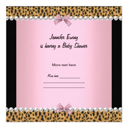 Baby Shower Cute Baby Girl Pink Leopard Invitation