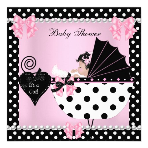 Baby Shower Cute Baby Girl Pink Polka dots Invite