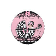 Baby Shower Cute Baby Girl Pink Zebra Favor Jelly Belly Candy Tins