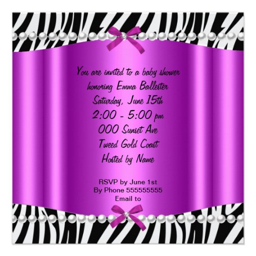 Baby Shower Cute Baby Girl Pink Zebra Announcements