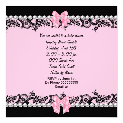 Baby Shower Cute Baby Girl Pink Zebra Lace 2 Personalized Announcement Cards