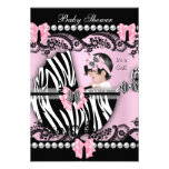 Baby Shower Cute Baby Girl Pink Zebra Lace Personalized Announcements