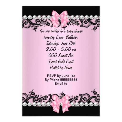 Baby Shower Cute Baby Girl Pink Zebra Lace Personalized Announcements