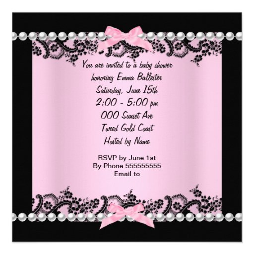Baby Shower Cute Baby Girl Pink Zebra Lace Invitation
