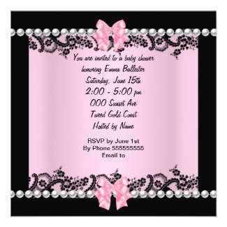 Baby Shower Cute Baby Girl Pink Zebra Lace Invites