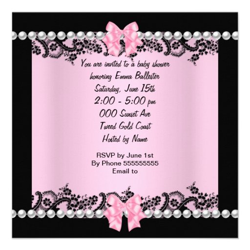 Baby Shower Cute Baby Girl Pink Zebra Lace Invites