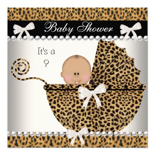 Baby Shower Cute Baby Leopard gender reveal 2 Personalized Invite