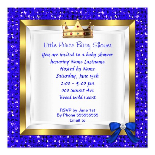 Baby Shower Cute Boy Prince Royal Blue Shoe Invitations