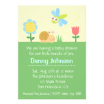 Baby Shower: Cute Dragonfly & Snail in a garden Personalized Announcements