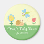 Baby Shower: Cute Dragonfly & Snail in a garden Fridge Magnets