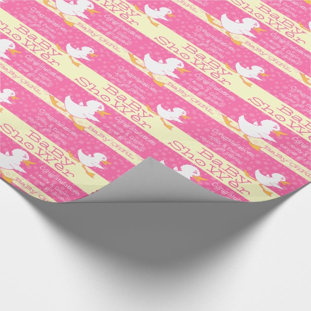 Baby Shower cute duck pink custom wrapping Wrapping Paper 4/4