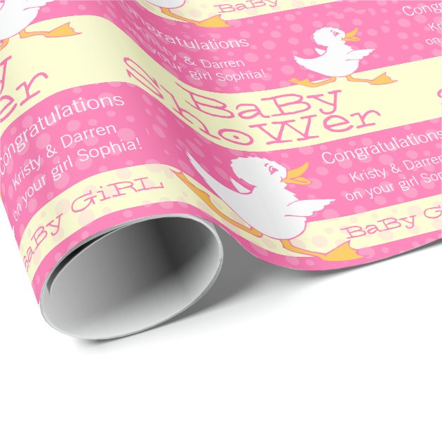 Baby Shower cute duck pink custom wrapping Wrapping Paper 3/4