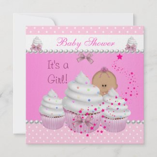 Baby Shower Cute Girl Pink Cupcake Sprinkle zazzle_invitation