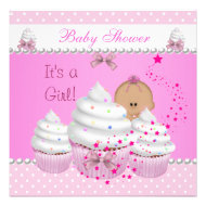 Baby Shower Cute Girl Pink Cupcake Sprinkle Personalized Invitation