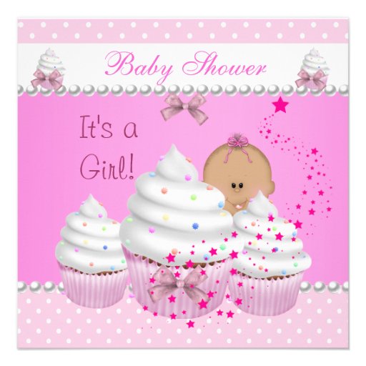 Baby Shower Cute Girl Pink Cupcake Sprinkle Personalized Invitation