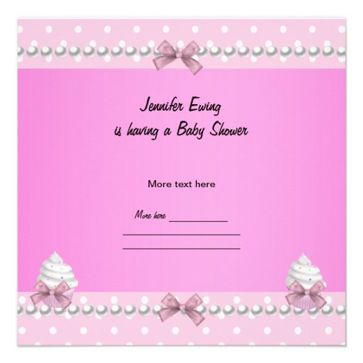 Baby Shower Cute Girl Pink Cupcake Sprinkle Personalized Invitation