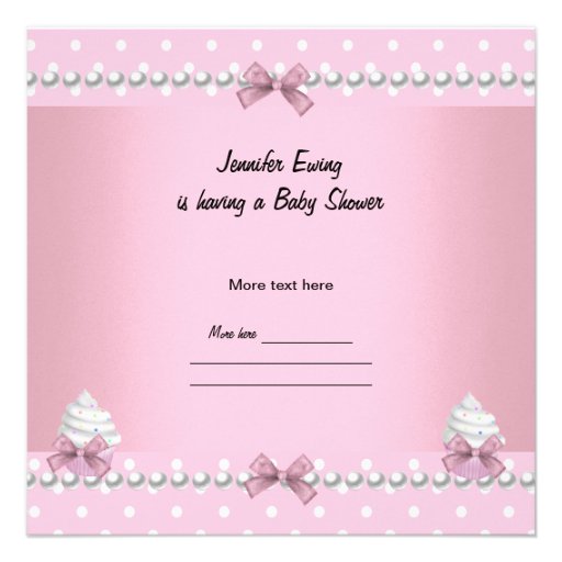 Baby Shower Cute Girl Pink Cupcake Sprinkle Custom Invitations