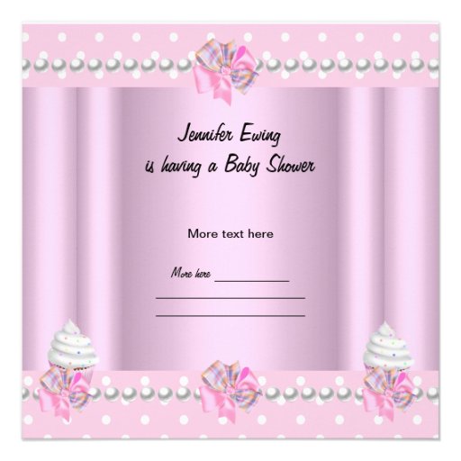 Baby Shower Cute Girl Pink Cupcake Sprinkle Personalized Invitations