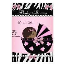 Baby Shower Cute Girl Pink Zebra invitations
