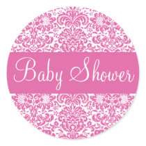 Baby Shower Damask Envelope Sticker Seal by hummingbirdcake Baby Shower Damask Envelope Sticker Seal