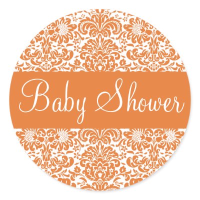 Baby Shower Damask Envelope Sticker Seal by hummingbirdcake