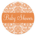 Baby Shower Damask Envelope Sticker Seal