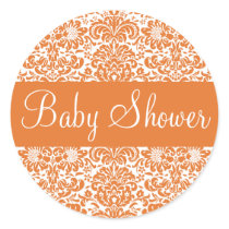 Baby Shower Damask Envelope Sticker Seal by hummingbirdcake Baby Shower Damask Envelope Sticker Seal