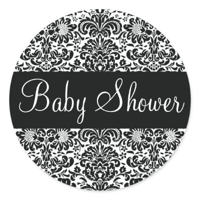 Baby Shower Damask Envelope Sticker Seal by hummingbirdcake