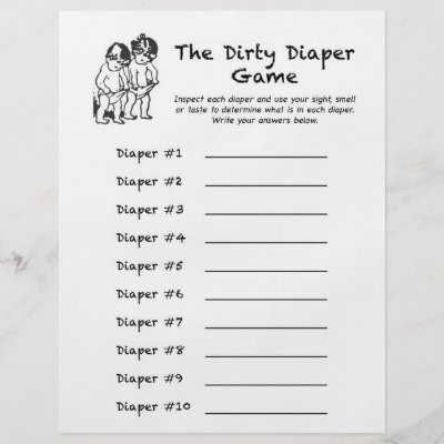 450 New baby shower game a to z 779 Baby Diapers Shower on Baby Shower Dirty Diaper Game Custom Flyer From   