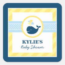 Baby Shower Favor Sticker | Nautical Preppy Whale