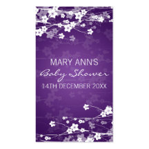 Baby Shower Favor Tag Cherry Blossom Purple Business Card Template