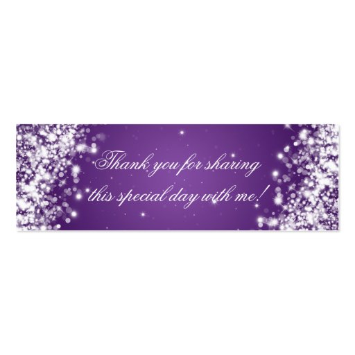 Baby Shower Favor Tag Sparkling Wave Purple Business Card (back side)
