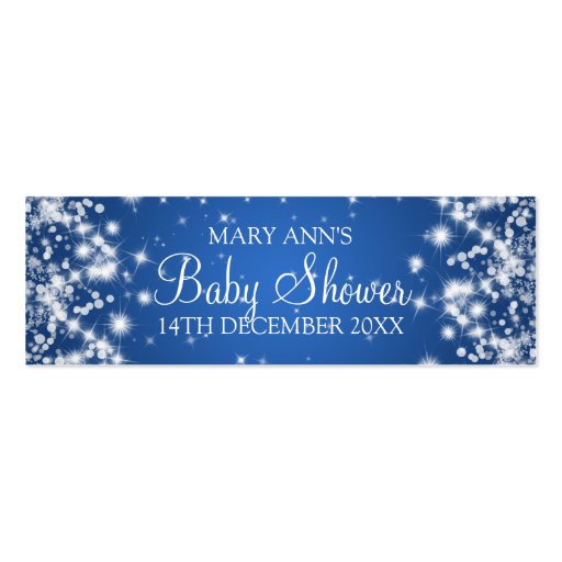 Baby Shower Favor Tag Winter Sparkle Blue Business Card (front side)