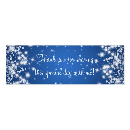 Baby Shower Favor Tag Winter Sparkle Blue Business Card (back side)