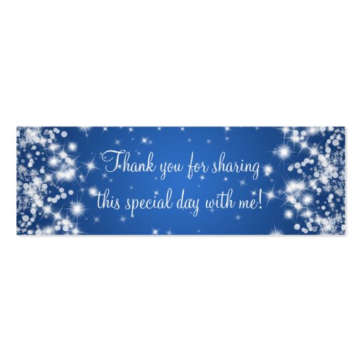 Baby Shower Favor Tag Winter Sparkle Blue Business Card (back side)