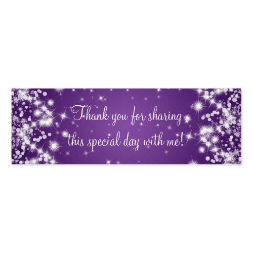 Baby Shower Favor Tag Winter Sparkle Purple Business Card (back side)