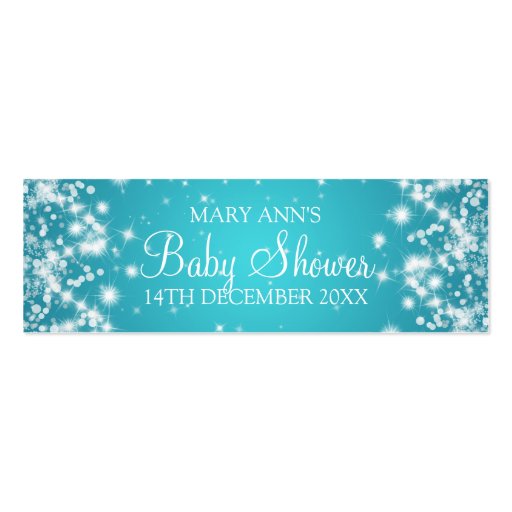 Baby Shower Favor Tag Winter Sparkle Turquoise Business Card