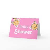 Baby shower for baby girl twins greeting card