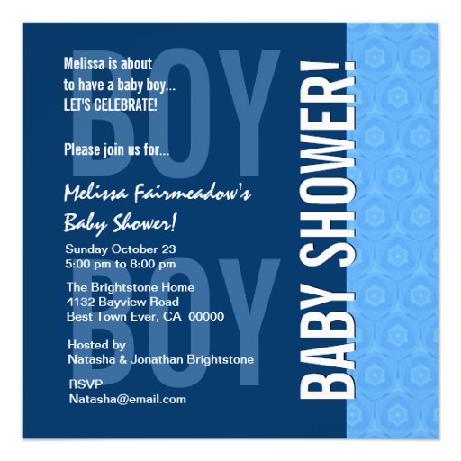 Baby Shower for Boy Blue Modern B451 Custom Announcements