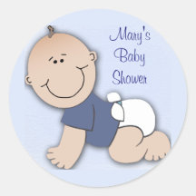 Baby shower for boy round sticker