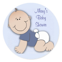Baby shower for boy round sticker